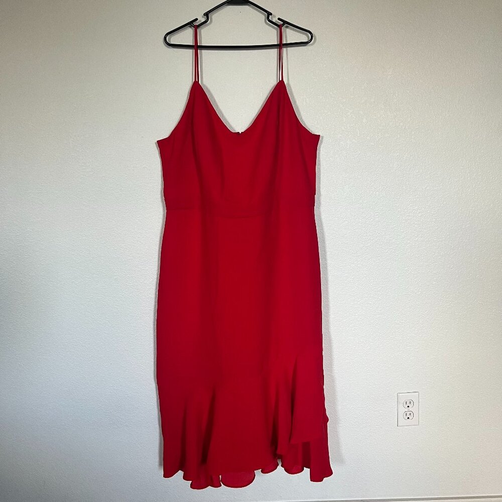 Banana Republic Red Midi Dress Size 20 Slip Dress Ruffle Hem Wedding Guest‎